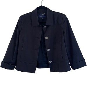 Jones New York Signature Blazer Jacket Size 6 Stretch Suit Top Workwear Black